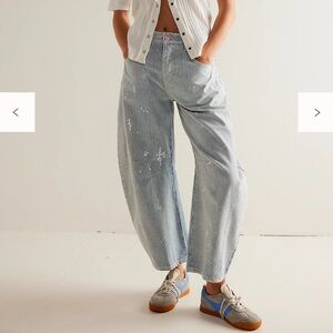 We The Free Good Luck Mid-Rise Stripe Barrel Jeans